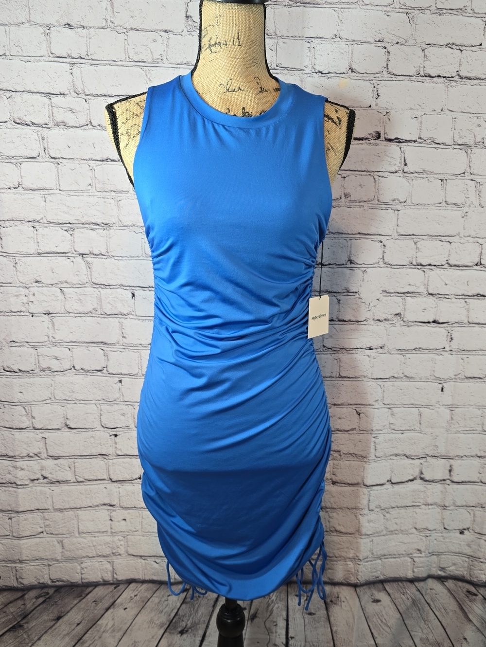 superdown Royal Blue Sleeveless Ruched Midi Dress Size M NWT